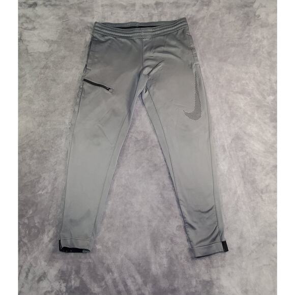 Nike Dri-Fit Sz S Men's Sweatpant Gray Zip Pocket Athleisure Drawcord Gym Ca18-9 - Picture 1 of 10